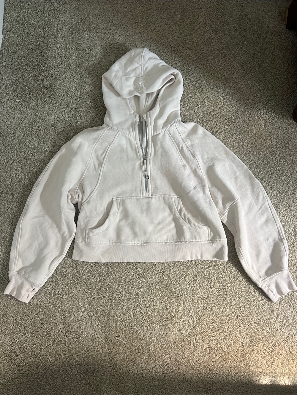 Lululemon Scuba White Cropped Half Zip Hoodie Size L